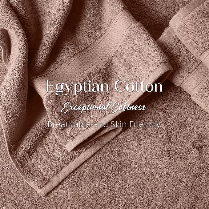 SUPERIOR Egyptian Cotton Ultra Plush & Absorbent, 12 Piece Set, Muted Mauve | - Image 4