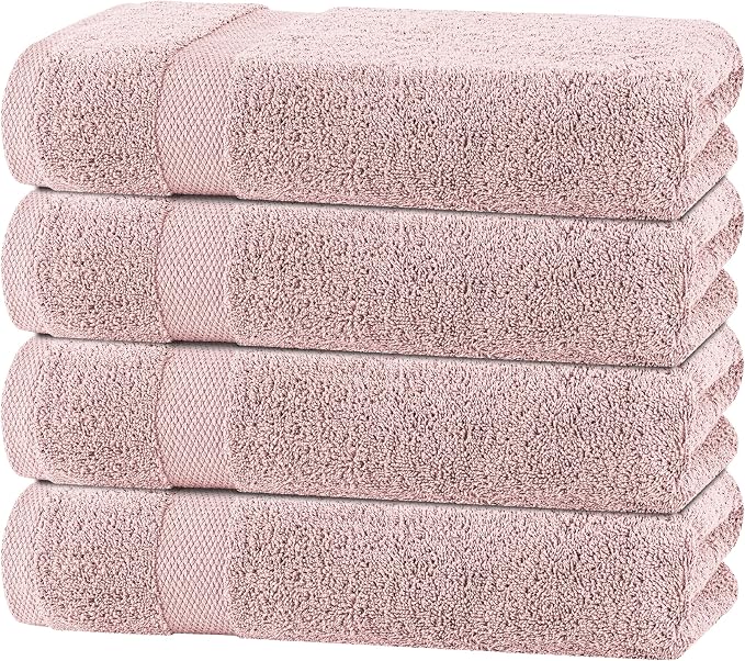 White Classic Pink Bath Towels 27x54 Inch, Cotton Towel Set by WhiteClassic