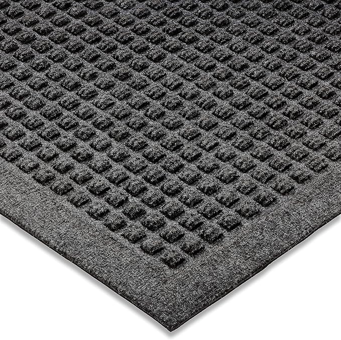 Ecomills Rubber Doormat, Medium, 24" x 36", Charcoal, Large, Absorbent Indoor Outdoor, Stain Resistant, Rubber Non Slip Backing, Heavy Duty, Durable