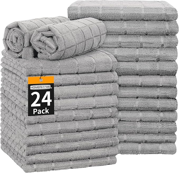 Hand Towels for Bathroom, 24 Pack 25''*15'' Microfiber Grey Bath Hand Towels by HOMERHYME