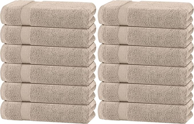 White Classic Wealuxe Taupe Bath Towels 24x50 Inch, Cotton Towel Set by WhiteClassic