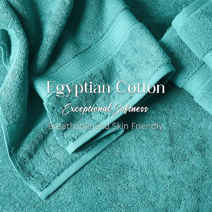 Superior Egyptian Cotton Plush & Absorbent, Bath Towel Set of 2, Turquoise | - Image 5