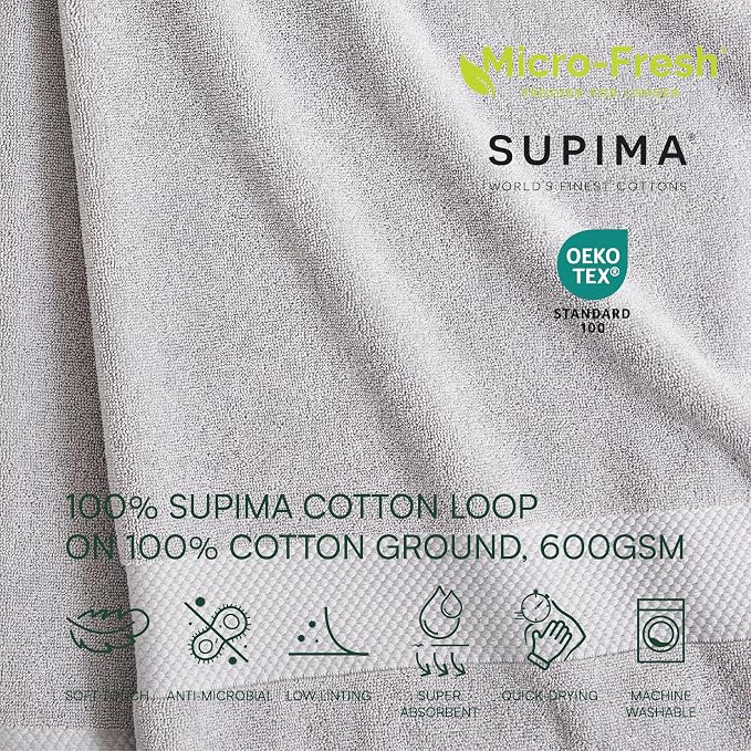 Lacoste Heritage 100% Supima Cotton Hand Towel 16" x 30", Micro Chip | Highly - Image 3