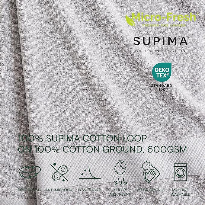 Lacoste Heritage Supima Cotton 6-Piece Towel Set, Micro Chip | Highly Absorbent - Image 3