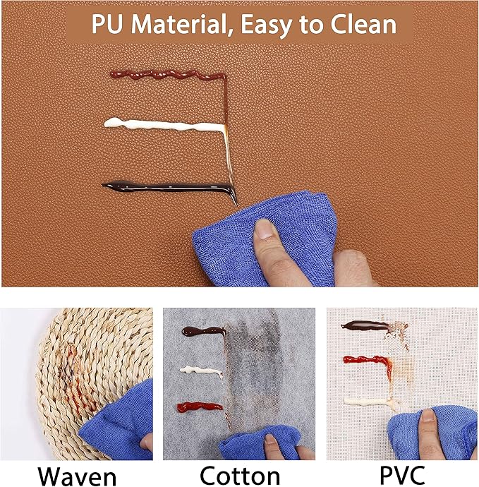 Fall Placemats Set of 4 Wipeable Table Mats Easy to Clean Waterproof Kitchen Mats for Dining Table Outdoor Indoor (4, Brown)